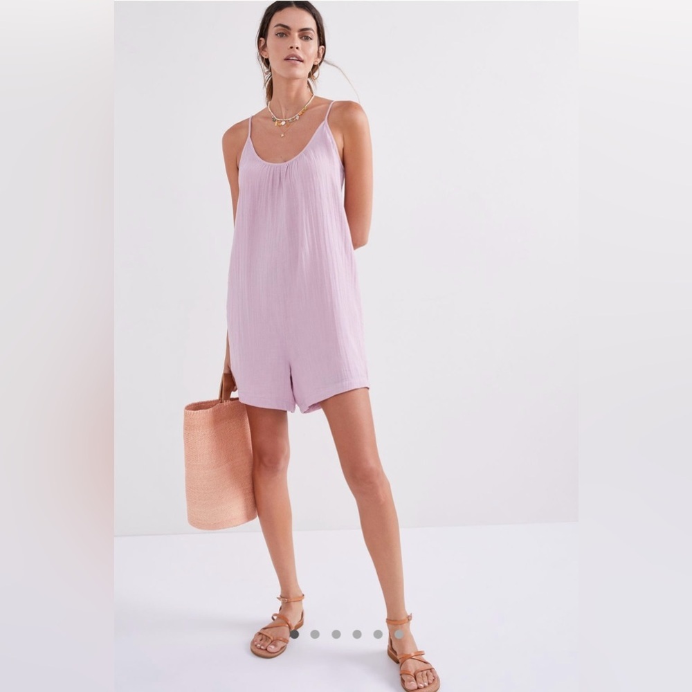 Daily Practice by Anthropologie gauzy lounge romper lilac size small